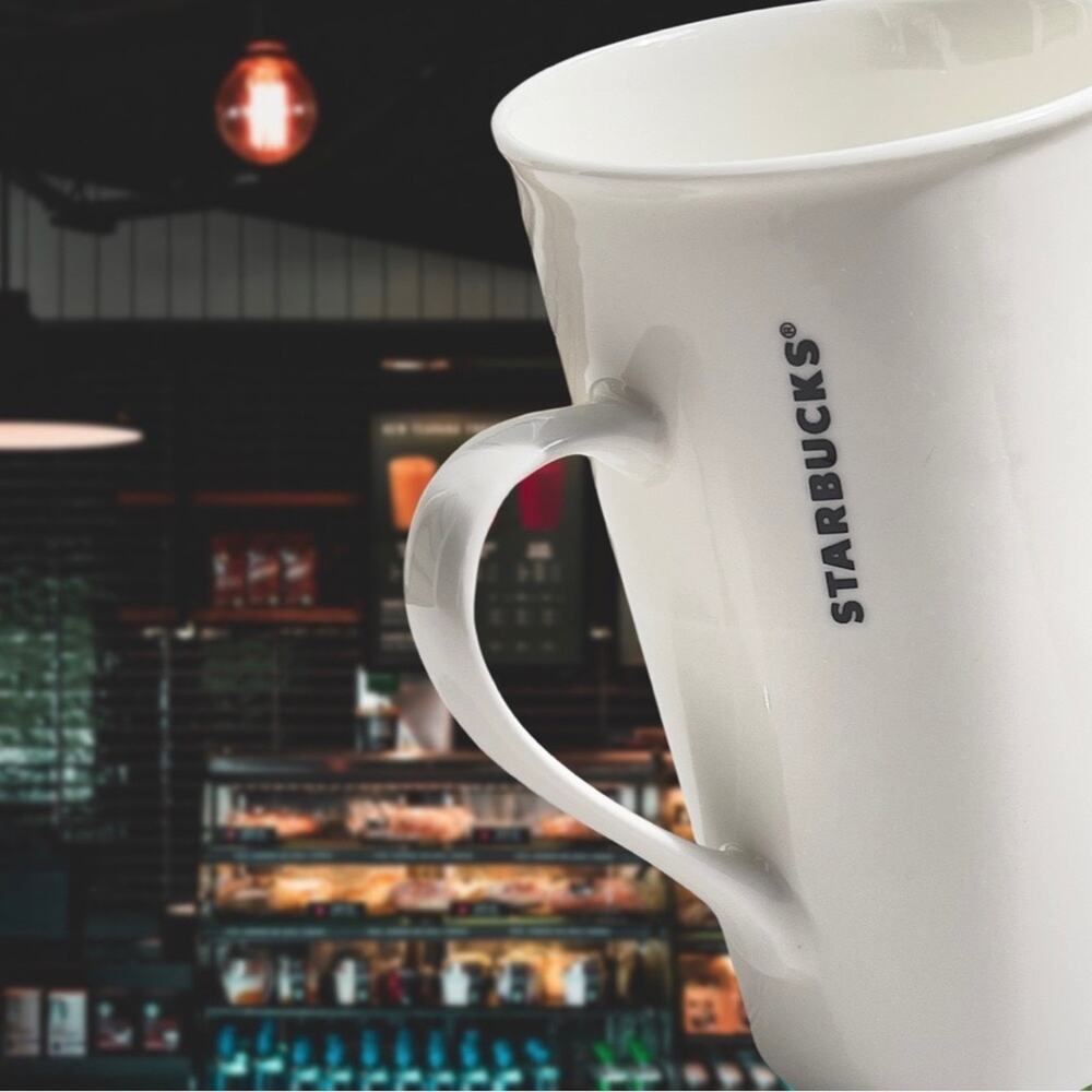Starbucks Mug 16 oz White With Gold Starbucks Coffee Lettering - No Chips/Cracks - Picture 7 of 15